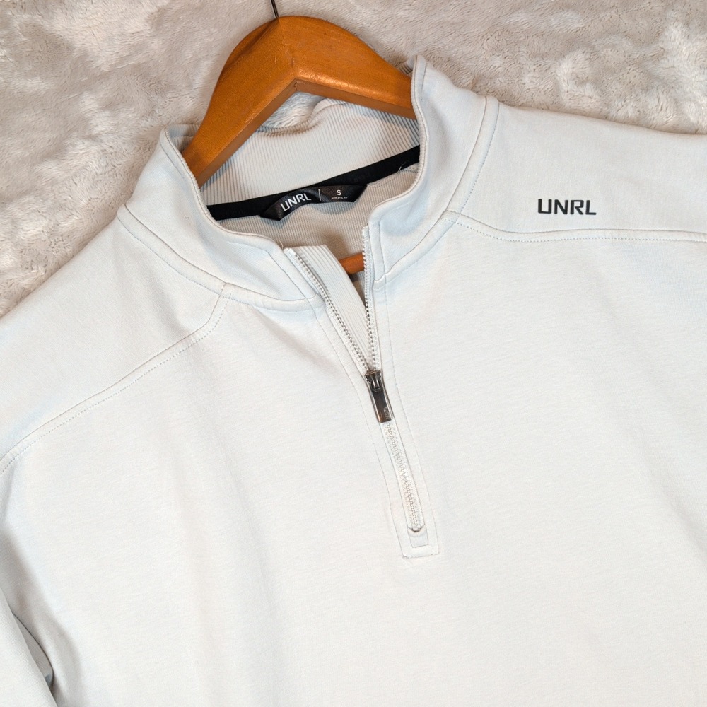 UNRL Quarter Zip Pullover Mens S White Athletic Fit Performance Golf Technical